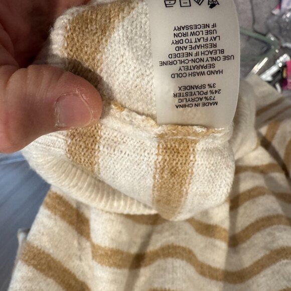 Vince Camuto Striped Crewneck Sweater Beige Gold XS - Picture 4 of 4